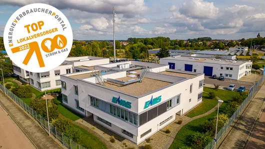 Betriebssitz der Ergas Mittelsachsen GmbH mit Siegel Top-Lokalversorger 2022 für Erdgas und Strom